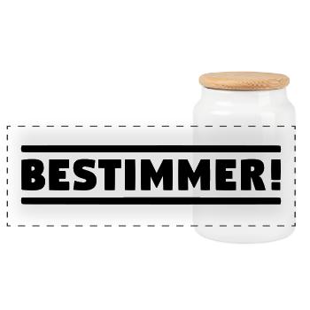 BESTIMMER! Chef Boss Anführer! Leitwolf Alphatier! - Panorama Keksdose mit Holzdeckel - Weiß - Vorne