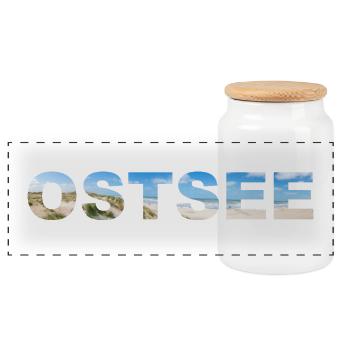 Baltique Inscription Panorama - Boîte à biscuits avec couvercle en bois - blanc - Devant