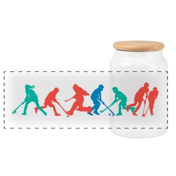 Hockey Kids Spring - Panoramic Cookie Jar with Wooden Lid - white - Front