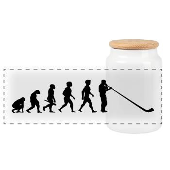 Evolution Alphorn Alpenhorn Music - Panoramic Cookie Jar with Wooden Lid - white - Front