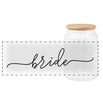 bride_babes_heart_1 - Panoramic Cookie Jar with Wooden Lid - white - Front