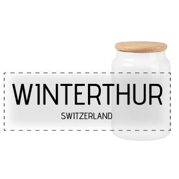 Winterthur - Panoramic Cookie Jar with Wooden Lid - white - Front