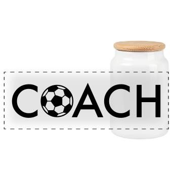 Entraîneur de football - Boîte à biscuits avec couvercle en bois - blanc - Devant