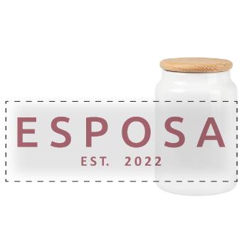 Esposa Est. 2022 Verlobung Brautdusche Hochzeit - Panorama Keksdose mit Holzdeckel - Weiß - Vorne