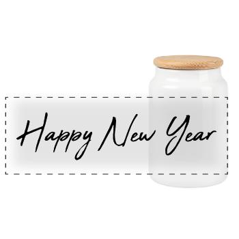 ALLES GUTE ZUM NEUEN JAHR. SILVESTER. NEUJAHR - Panorama Keksdose mit Holzdeckel - Weiß - Vorne