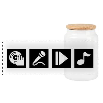 DJ, sing, play, music - Panoramic Cookie Jar with Wooden Lid - white - Front