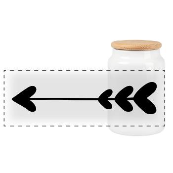 Arrow shape for the proof of love - Panoramic Cookie Jar with Wooden Lid - white - Front