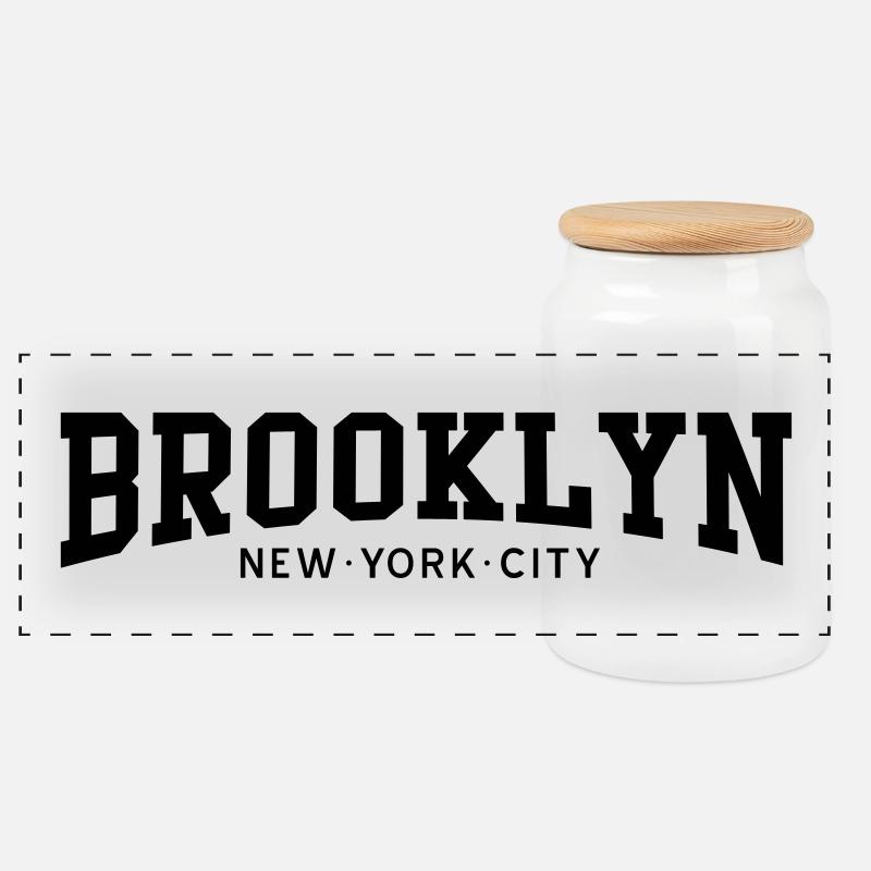 Brooklyn New York City - Panorama Keksdose mit Holzdeckel - Weiß