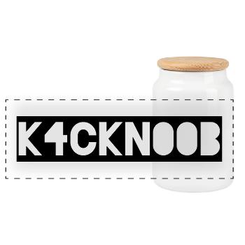 k4ckn00b - kackn00b ... gaming stuff - Panoramic Cookie Jar with Wooden Lid - white - Front