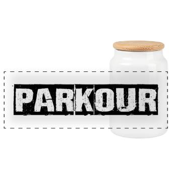 parkour - Panoramic Cookie Jar with Wooden Lid - white - Front