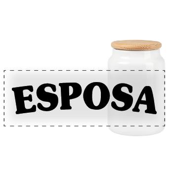 Esposa Cool Wife To Be Bride Couple Wedding Gift - Panoramic Cookie Jar with Wooden Lid - white - Front