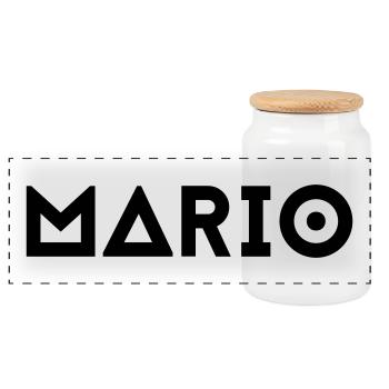 First name Mario - Panoramic Cookie Jar with Wooden Lid - white - Front