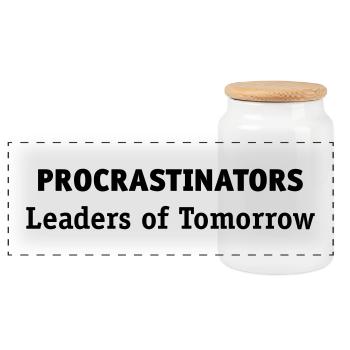 Procrastinators: leaders of tomorrow! - Panoramic Cookie Jar with Wooden Lid - white - Front