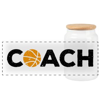 COACH BASKETBALL Trainer Geschenk Lehrer Verein - Panorama Keksdose mit Holzdeckel - Weiß - Vorne