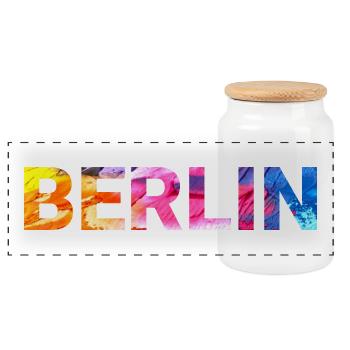 Berlin - Panorama Keksdose mit Holzdeckel - Weiß - Vorne