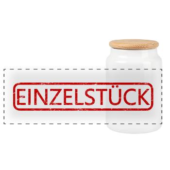 Einzelstück vintage Poststempel - Panorama Keksdose mit Holzdeckel - Weiß - Vorne