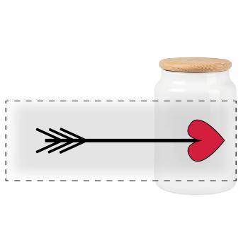 Arrow Heart Arrow Gift Idea Valentines Day Love - Panoramic Cookie Jar with Wooden Lid - white - Front