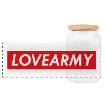 LoveArmy - Panoramic Cookie Jar with Wooden Lid - white - Front