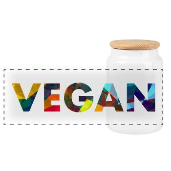 végétalien - Boîte à biscuits avec couvercle en bois - blanc - Devant