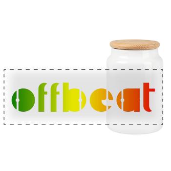 Offbeat, musique Reggae - Boîte à biscuits avec couvercle en bois - blanc - Devant