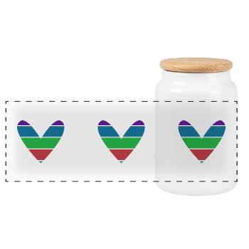 HERZ. HERZ. VALENTINSTAG. LIEBE. LIEBE. HERZ - Panorama Keksdose mit Holzdeckel - Weiß - Vorne