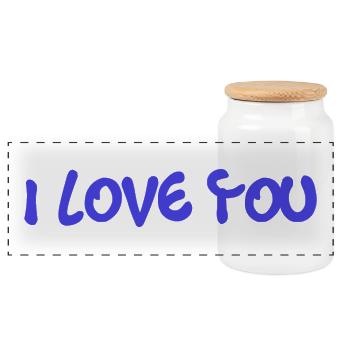 VALENTINE'S DAY. Bachelorette party. I LOVE YOU. I LOVE YOU. LOVE - Panoramic Cookie Jar with Wooden Lid - white - Front