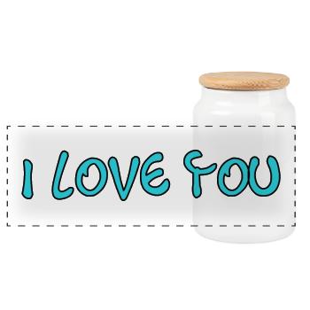 LOVE. MOTHER'S DAY. HAPPY MOTHER'S DAY. MOM - Panoramic Cookie Jar with Wooden Lid - white - Front