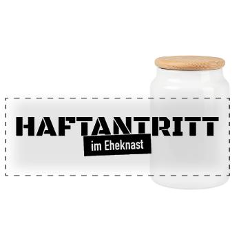 Haftantritt Ehe Junggesellenabschied Geschenk - Panorama Keksdose mit Holzdeckel - Weiß - Vorne