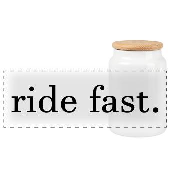 ride fast. - Panorama Keksdose mit Holzdeckel - Weiß - Vorne