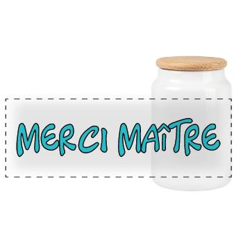 MASTER. THANK YOU. THANK YOU, MASTER. MASTER. MASTER GIFT - Panoramic Cookie Jar with Wooden Lid - white - Front
