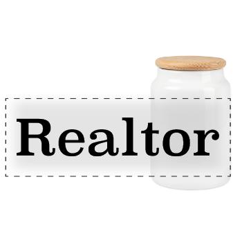 Real Estate Agent - realtor - Panoramic Cookie Jar with Wooden Lid - white - Front