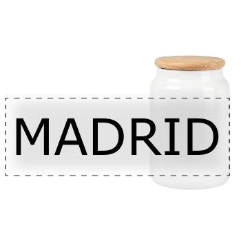 Cadeau de Madrid - Boîte à biscuits avec couvercle en bois - blanc - Devant