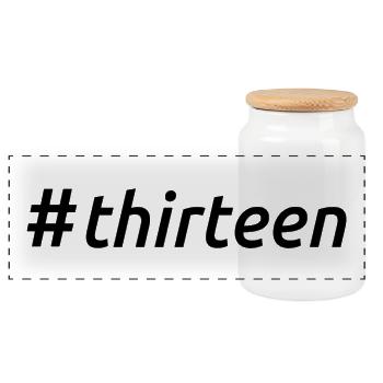 Hashtag Thirteen Cool 13 Years Old 13th Birthday - Panoramic Cookie Jar with Wooden Lid - white - Front