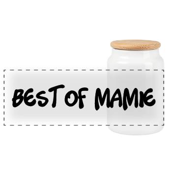 MAMIE. FÊTE DES MÈRES. BONNE FÊTE MAMIE. JE T'AIME - Boîte à biscuits avec couvercle en bois - blanc - Devant