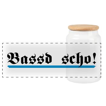 Bassd scho, 2fb - Panorama Keksdose mit Holzdeckel - Weiß - Vorne