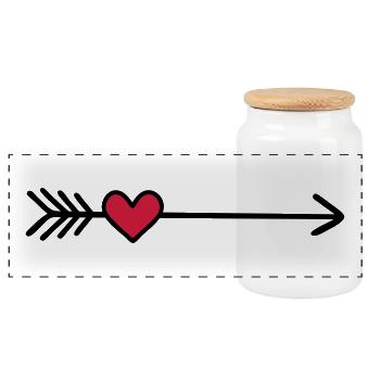 heart - Panoramic Cookie Jar with Wooden Lid - white - Front
