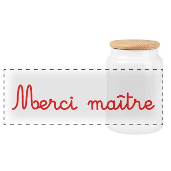 MERCI. ANNIVERSAIRE. NAISSANCE. RETRAITE. MERCI - Boîte à biscuits avec couvercle en bois - blanc - Devant