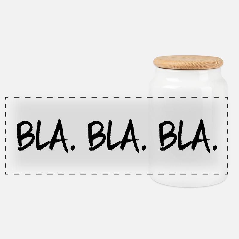 Bla Bla Bla - Panorama Keksdose mit Holzdeckel - Weiß