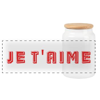 I LOVE YOU. JUST MARRIED. Bachelorette party. VALENTINE'S DAY - Panoramic Cookie Jar with Wooden Lid - white - Front