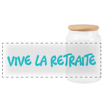 RETIREMENT. HAPPY RETIREMENT. HAPPY RETIREMENT - Panoramic Cookie Jar with Wooden Lid - white - Front