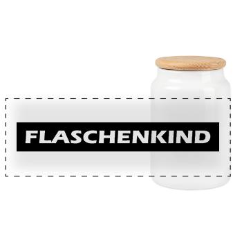 Flaschenkind, schwarz - Geschenk Idee - Panorama Keksdose mit Holzdeckel - Weiß - Vorne
