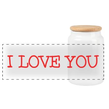 VALENTINE'S DAY. Bachelorette party. I LOVE YOU. I LOVE YOU. LOVE - Panoramic Cookie Jar with Wooden Lid - white - Front