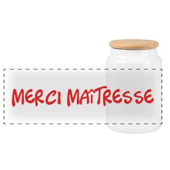 MERCI. THANKS. THANK YOU. ANNIVERSAIRE. NAISSANCE. - Boîte à biscuits avec couvercle en bois - blanc - Devant