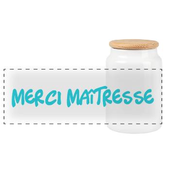MERCI. MAÎTRESSE. MAÎTRE. MERCI MAÎTRESSE - Boîte à biscuits avec couvercle en bois - blanc - Devant