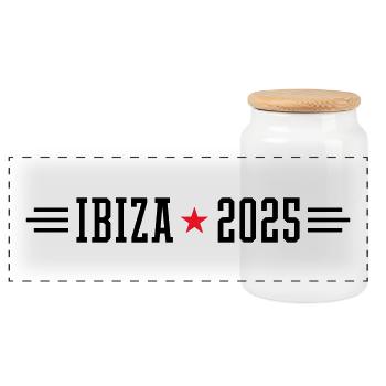 Ibiza 2025 - Panoramic Cookie Jar with Wooden Lid - white - Front