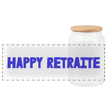 RETIREMENT. RETIREMENT. RETIRED. RETIREMENT - Panoramic Cookie Jar with Wooden Lid - white - Front
