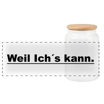 Weil ichs kann - Panorama Keksdose mit Holzdeckel - Weiß - Vorne