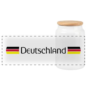 Germany - Fanshirt - 2018 - black, red, gold - Panoramic Cookie Jar with Wooden Lid - white - Front
