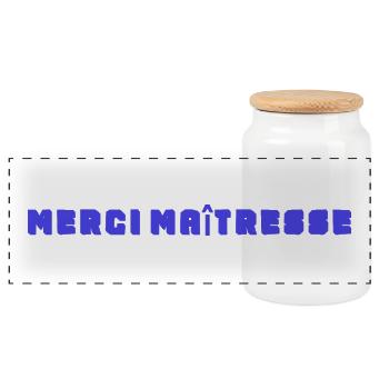 MERCI. THANKS. THANK YOU. ANNIVERSAIRE. NAISSANCE. - Boîte à biscuits avec couvercle en bois - blanc - Devant