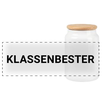 Klassenbester - Panorama Keksdose mit Holzdeckel - Weiß - Vorne